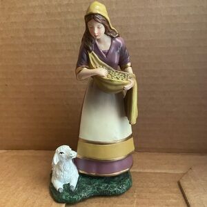 Handcrafted Holiday Figurine with Lamb - Purple and Gold